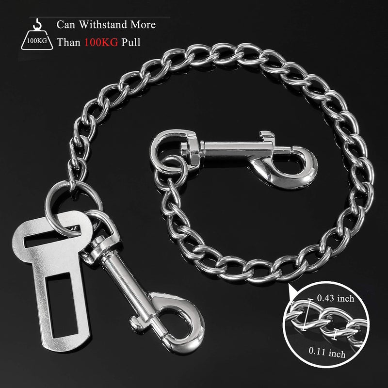 Mogoko Stainless Steel No chew Dog Car Seat Belt, Pet Vehicle Safety Restraint Cable, Heavy Duty Big Canine Dog Car Leash Strap with Double Clip and Latch Attachment-20 Inch - Image 3